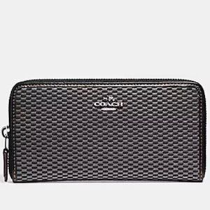 COACH F13677 🖤🩶BLACK & GRAY🩶🖤 LEGACY JACQUARD ACCORDION ZIP WALLET 🌟NWT🌟